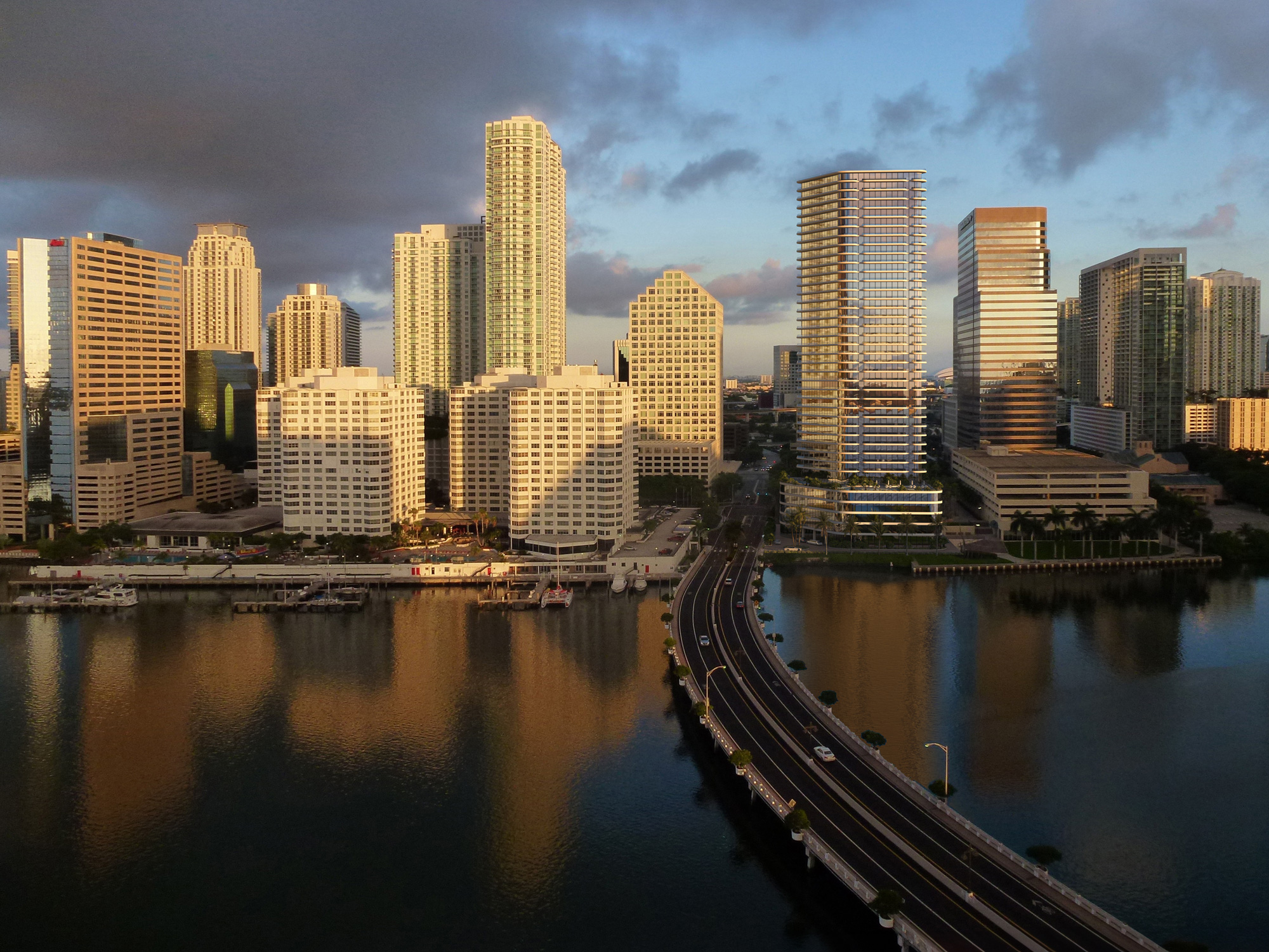 3D rendering Miami waterfront high-rise Breeze Tower exterior view
